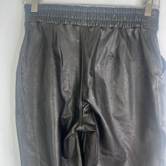 Spanx Noir Faux Leather Like Black Pull On Joggers Stretchy Waist Size Small - Picture 5 of 13